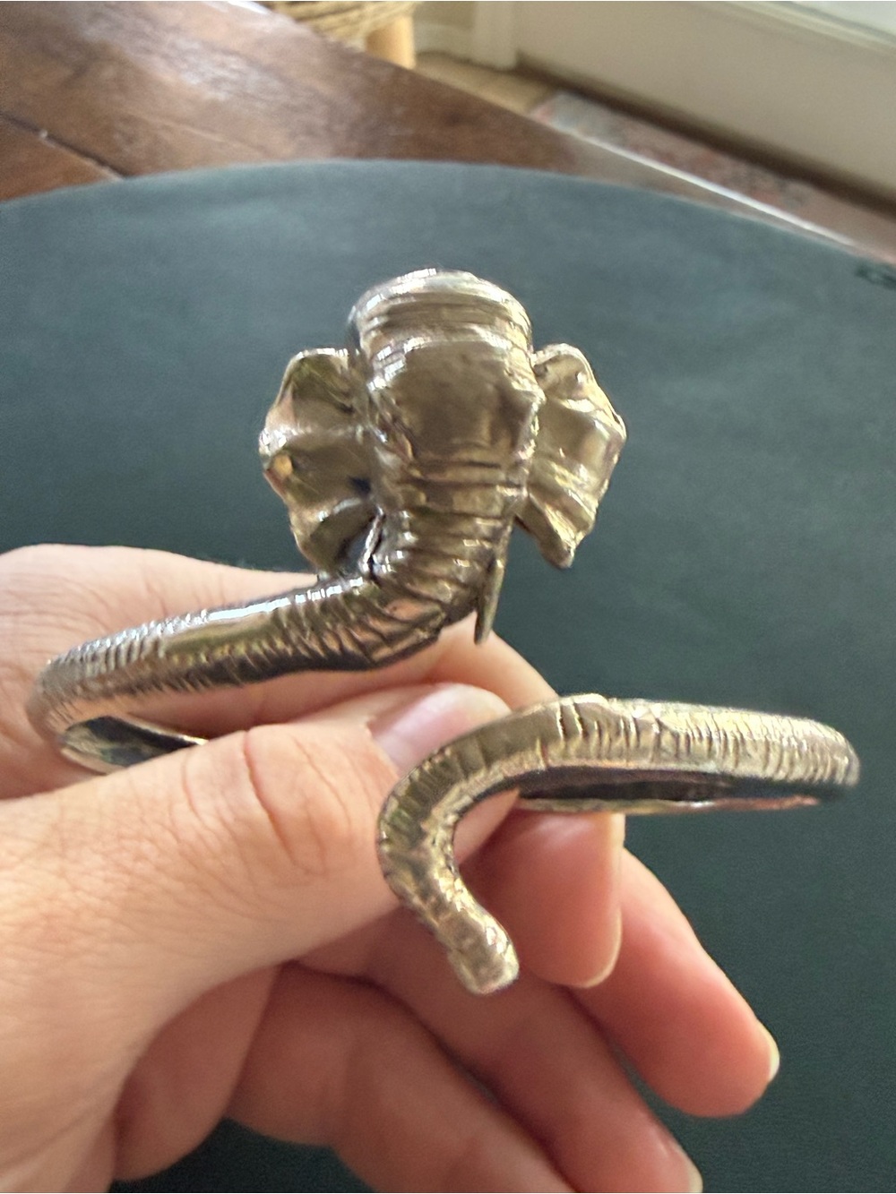 Vintage Sterling Silver Elephant Wrap Cuff Bracelet